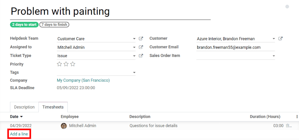Registrar el tiempo dedicado en el ticket.
