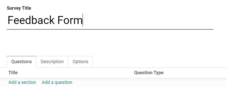 Divers onglets qui peuvent être trouvés sur la page du modèle de sondage.