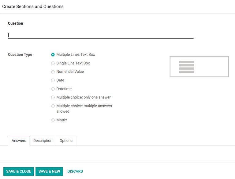 La fenêtre contextuelle d'une question du sondage.