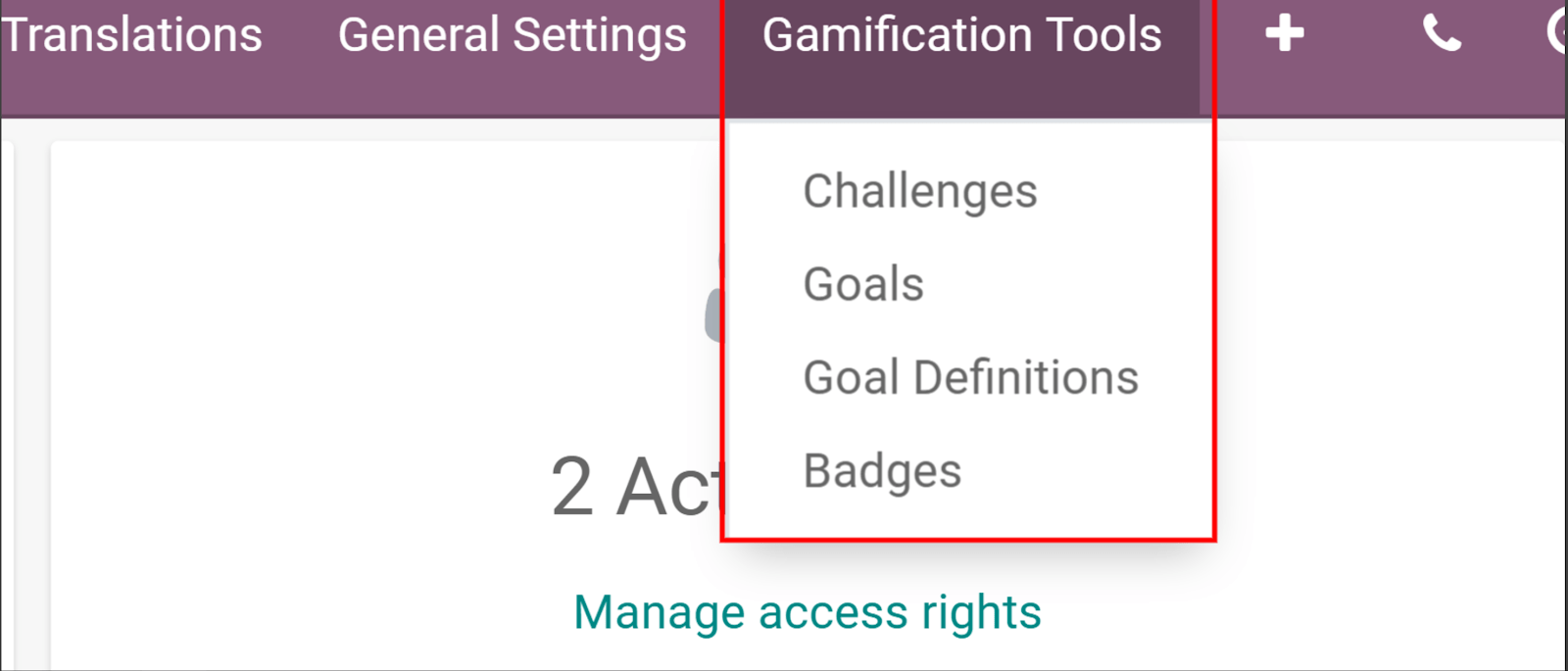 Vezi meniul Gamification Tools în Setări Odoo
