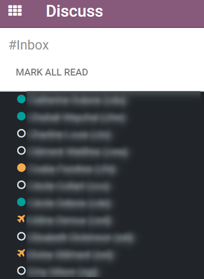 Imagine a statusului contactelor pentru Mesageria Odoo