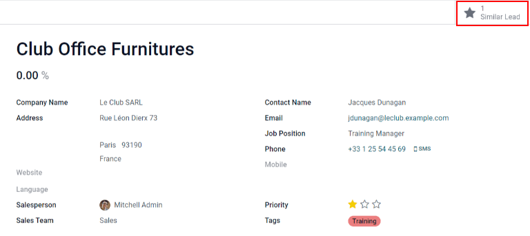 El botón inteligente de leads similares.