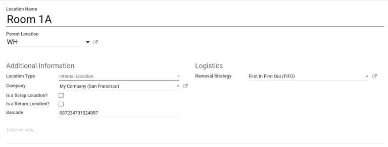 El formulario para crear una nueva ubicación.