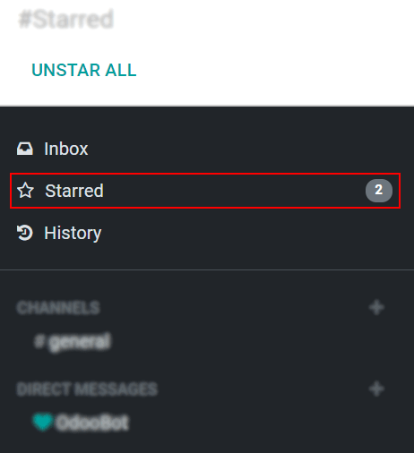 Vue des messages marqués comme à faire dans Odoo Discussion.
