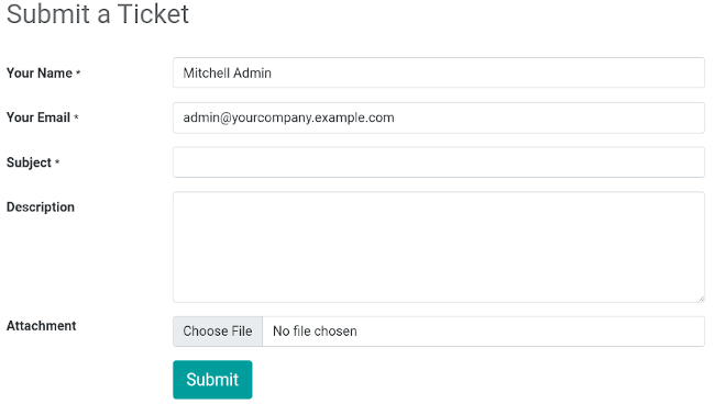 Kontaktformular, um ein Ticket beim Supportteam einzureichen