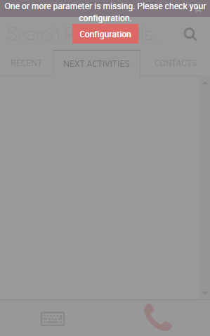 Nachricht über fehlende Parameter im Odoo-VoIP-Widget.