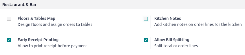 Acctivez les fonctionnalités d'impression et de partage de l'addition dans les paramètres du Point de Vente.