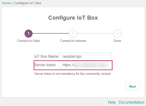 Inserimento del token server nella box IoT.