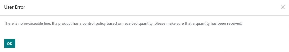 Mesaj de eroare al politicii de control al facturii.