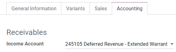 Ändring av inkomstkonto för en produkt i Odoo
