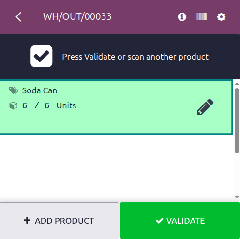 Overview of deliveries in transfer to validate.