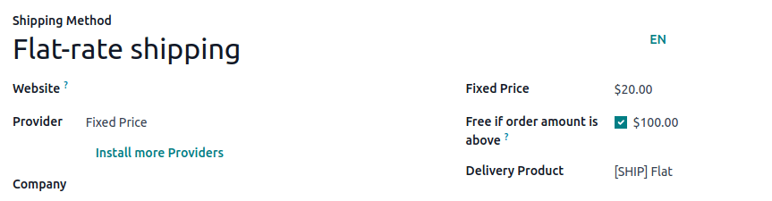 配送方法の記入例