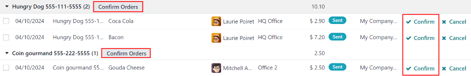 오늘의 주문 현황판에 주문을 확인하는 두 가지 방법이 강조 표시되어 있는 모습