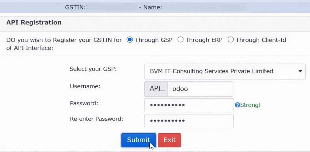 API 전용 사용자 이름 및 비밀번호 제출