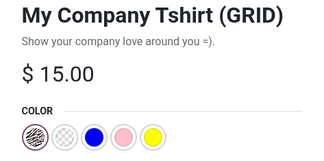 Pattern as color option on the eCommerce page.
