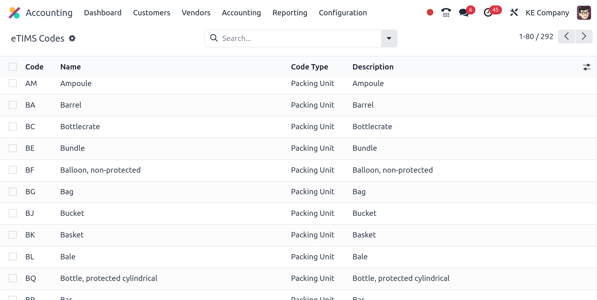 Lista codurilor OSCU preluate.