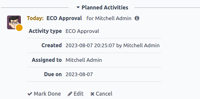 Afișați detalii suplimentare despre aprobarea ECO planificată.