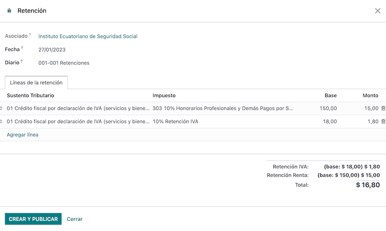 Reținere de achiziție pentru Ecuador.