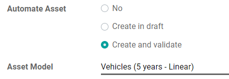 Automatisera tillgångar på ett konto i Odoo Accounting