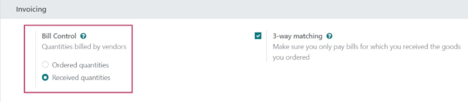 Policyer för fakturakontroll i köpappens inställningar.