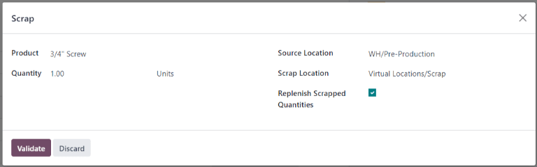 Popup-fönstret Skrot.
