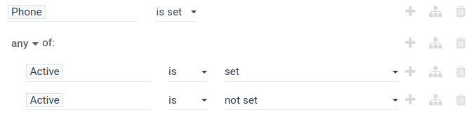 Sử dụng bộ lọc Hoạt động để bao gồm trạng thái đang hoạt động trong báo cáo.