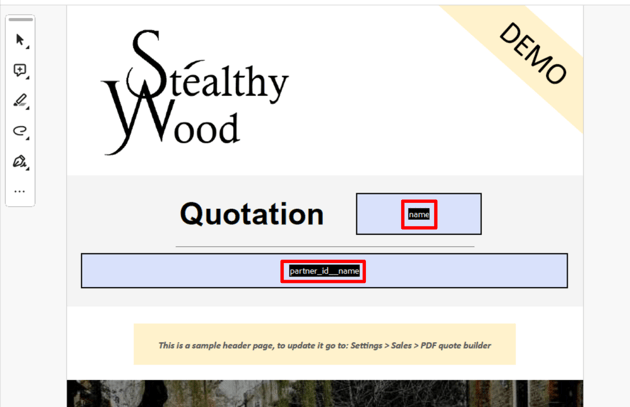 Báo giá PDF được tạo bằng cách sử dụng các placeholder động phổ biến.