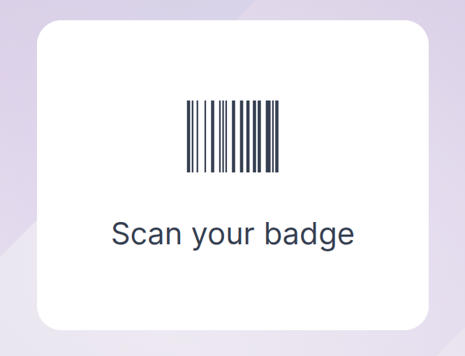 Die Ansicht des Anwesenheitskiosks, die das Bild zum Scannen des Ausweises anzeigt.