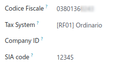 Der SIA-Code des Unternehmens