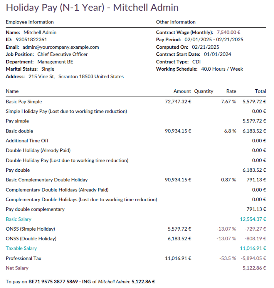 Departure Holiday Attests Payslip N-1.