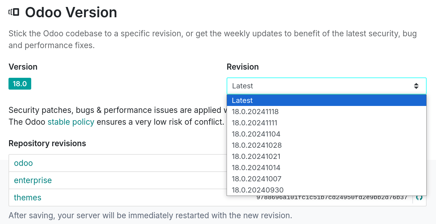 Las revisiones de la pestaña de ajustes