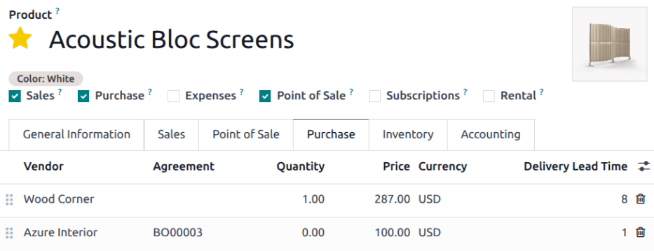 Fiche de produit avec l'accord de réassort lié au contrat-cadre.