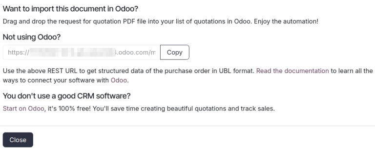 Pop-up to copy link.