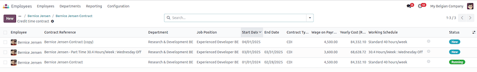 Working Schedule Change New Contracts.