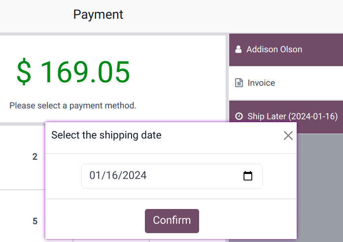 välj leverans senare i kassan.