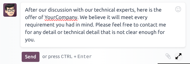 คอมโพสเซอร์ช่องแชทโดยเน้นที่ไอคอนขยาย