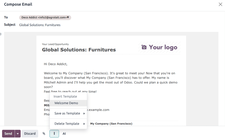 คอมโพสเซอร์ช่องแชทแบบเต็มรูปแบบที่ขยายในแอปพลิเคชัน CRM