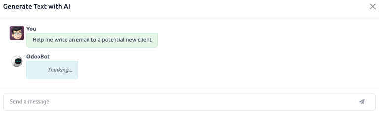 The generate text with AI popup.