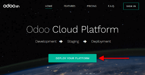 The Deploy your platform button on Odoo.sh