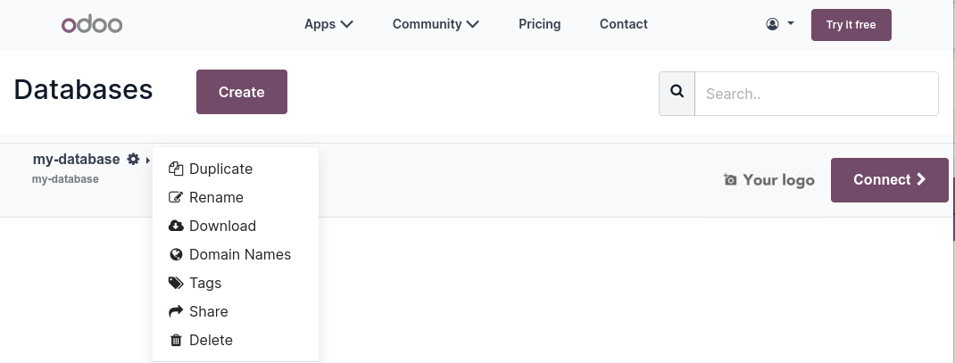 Downloading an Odoo Online database backup