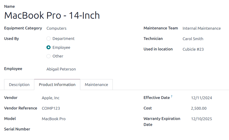 设备表格副本，除序列号外填写所有信息。