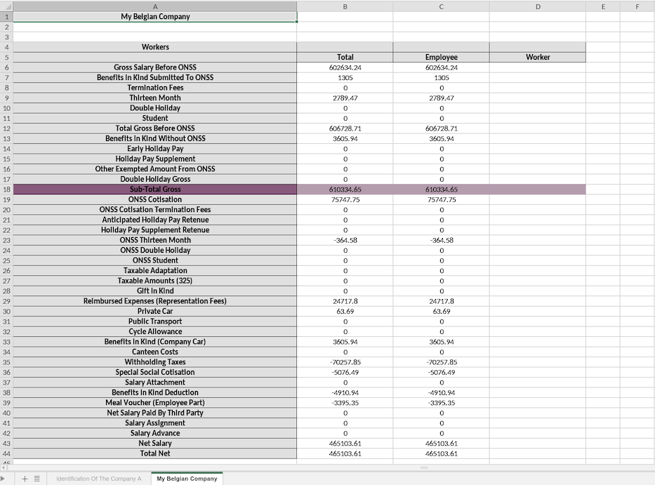 社会保障证书 XLSX 内容。
