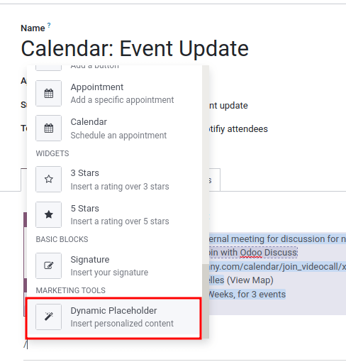 在電郵範本中使用動態佔位符。