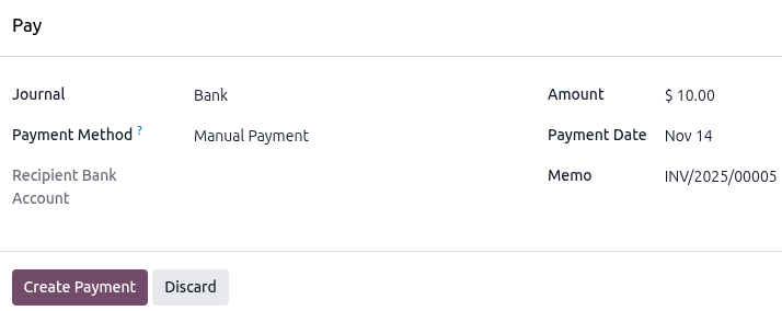 Sample of the Pay page in the Rental app.