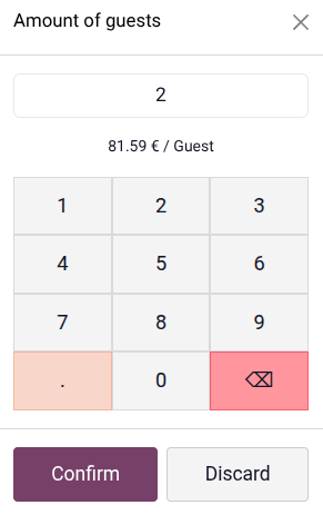 Enter the number of guests in the POS register.