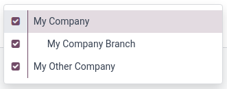主要会社を選択し、他の会社を有効化します。