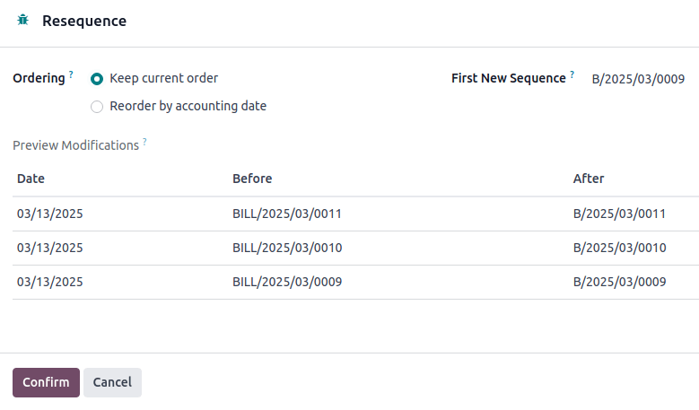 再付番オプションウィンドウ