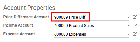 Criar conta de diferença de preço.