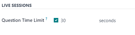 Odoo 调查问卷应用中，选项标签页的实时会话小节说明。