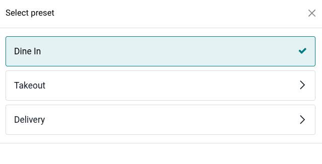 Select a preset in the POS register.